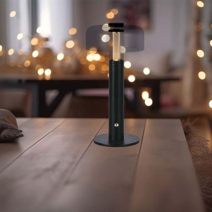 LED Himmennettävä ladattava kosketuspöytävalaisin LED/1W/5V 3000K 1800 mAh musta
