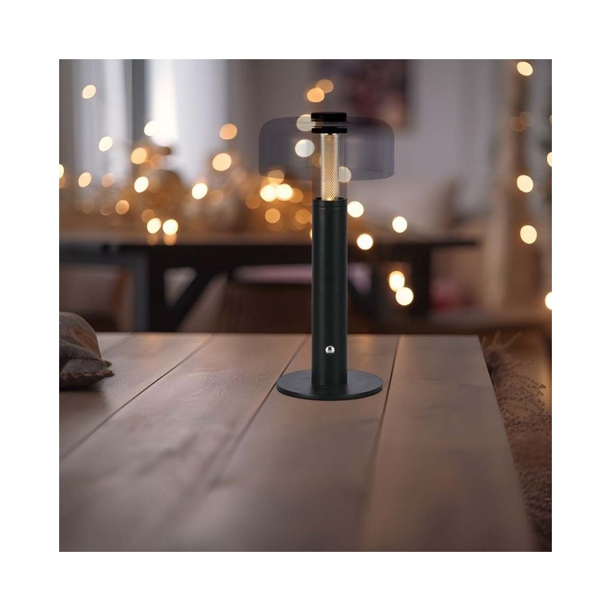 LED Himmennettävä ladattava kosketuspöytävalaisin LED/1W/5V 3000K 1800 mAh musta