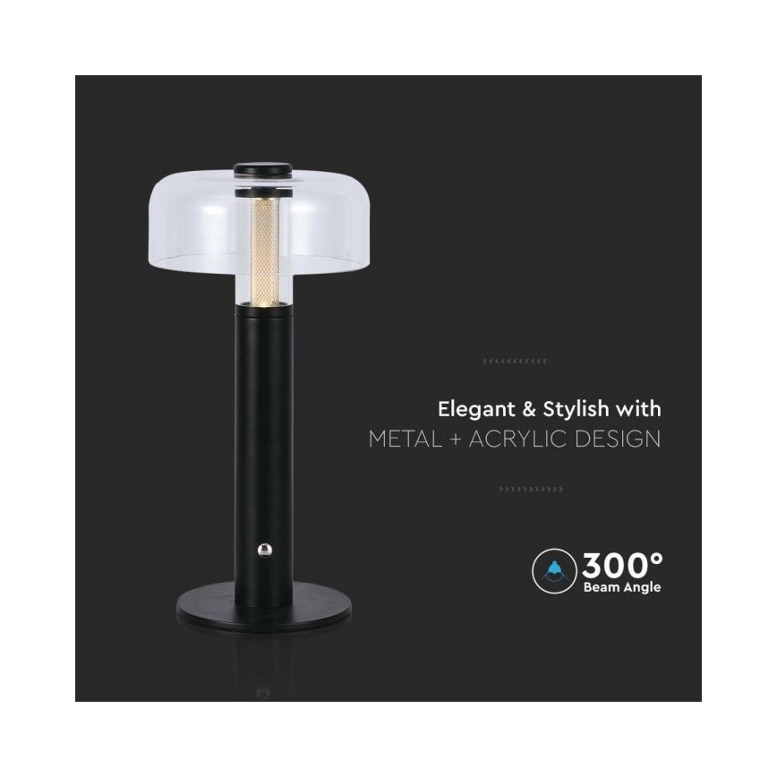 LED Himmennettävä ladattava kosketuspöytävalaisin LED/1W/5V 3000K 1800 mAh musta