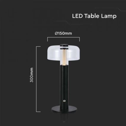 LED Himmennettävä ladattava kosketuspöytävalaisin LED/1W/5V 3000K 1800 mAh musta
