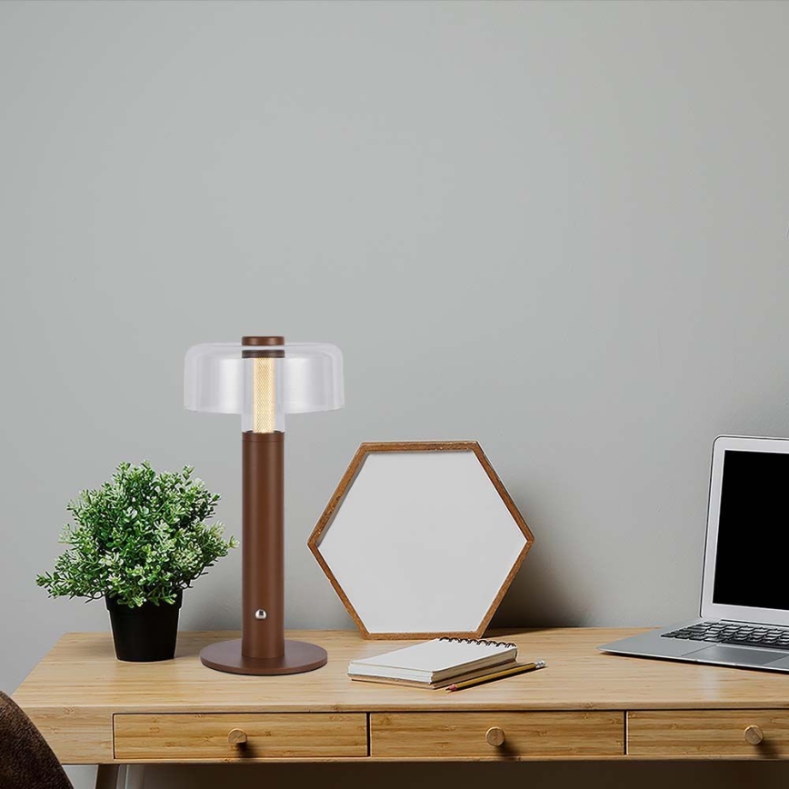 LED Himmennettävä ladattava kosketuspöytävalaisin LED/1W/5V 3000K 1800 mAh ruskea