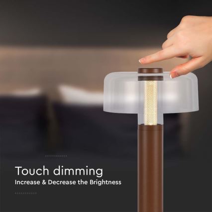 LED Himmennettävä ladattava kosketuspöytävalaisin LED/1W/5V 3000K 1800 mAh ruskea