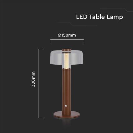 LED Himmennettävä ladattava kosketuspöytävalaisin LED/1W/5V 3000K 1800 mAh ruskea