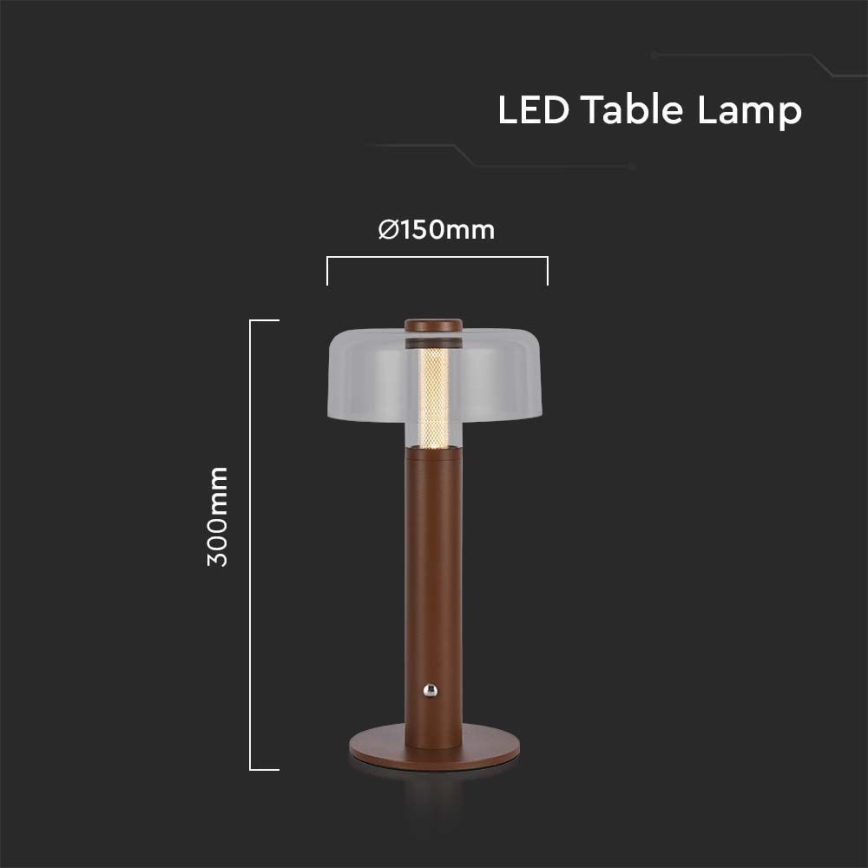 LED Himmennettävä ladattava kosketuspöytävalaisin LED/1W/5V 3000K 1800 mAh ruskea