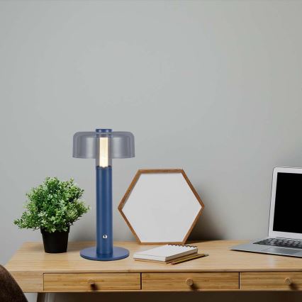 LED Himmennettävä ladattava kosketuspöytävalaisin LED/1W/5V 3000K 1800 mAh sininen