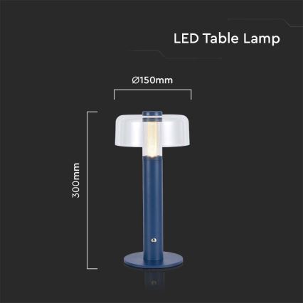 LED Himmennettävä ladattava kosketuspöytävalaisin LED/1W/5V 3000K 1800 mAh sininen