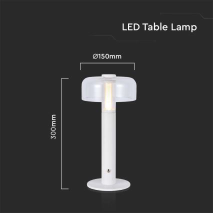 LED Himmennettävä ladattava kosketuspöytävalaisin LED/1W/5V 3000K 1800 mAh valkoinen+