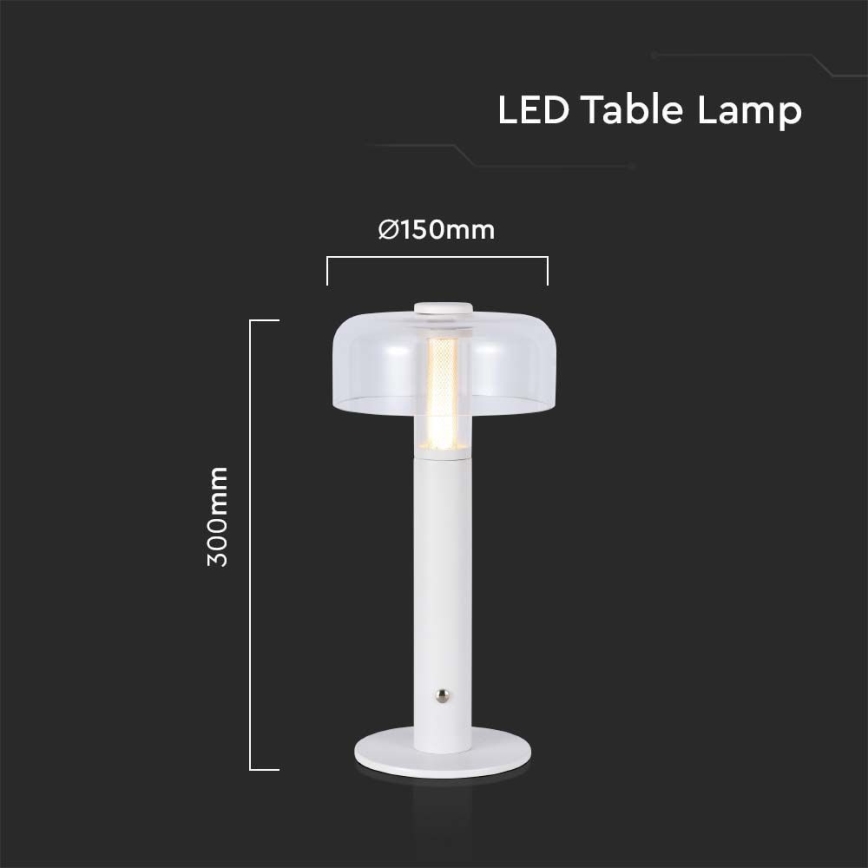 LED Himmennettävä ladattava kosketuspöytävalaisin LED/1W/5V 3000K 1800 mAh valkoinen+