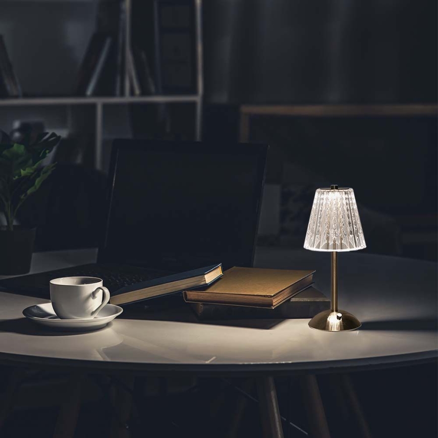 LED Himmennettävä ladattava kosketuspöytävalaisin LED/2,4W/5V 3000-6000K 1800 mAh kiiltävä kromi