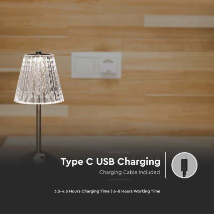 LED Himmennettävä ladattava kosketuspöytävalaisin LED/2,4W/5V 3000-6000K 1800 mAh kiiltävä kromi