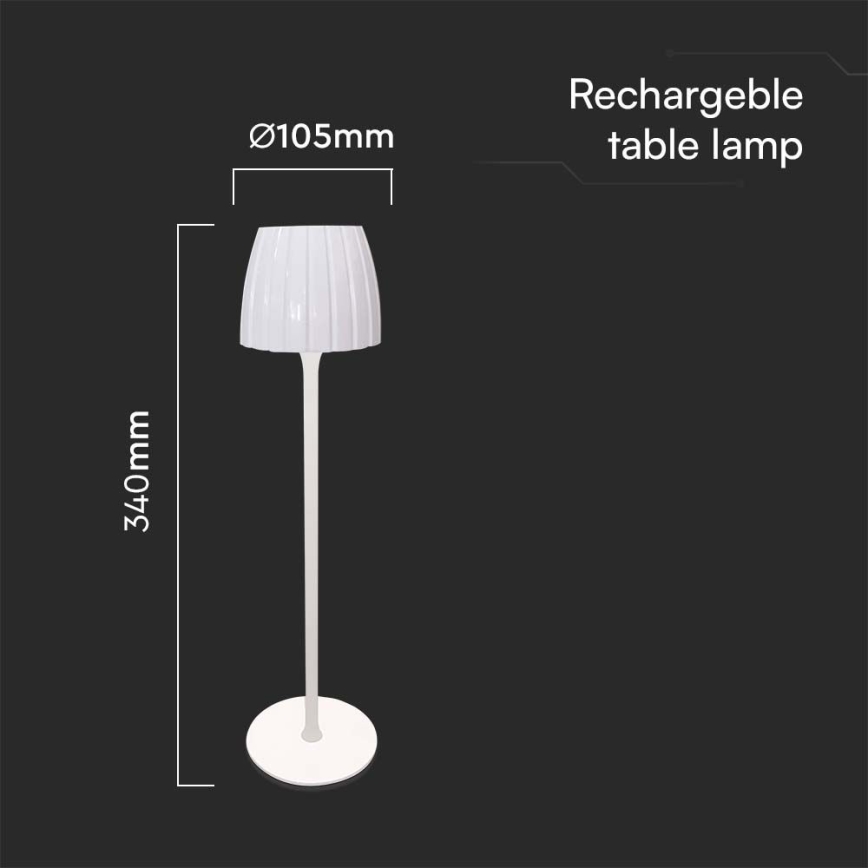 LED Himmennettävä ladattava kosketuspöytävalaisin LED/2,7W/5V 3000/4000/6000K 1800 mAh valkoinen