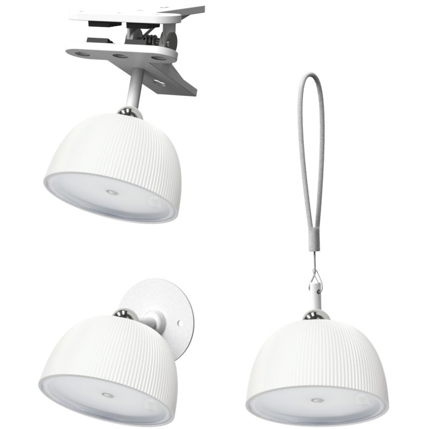 LED Himmennettävä ja ladattava pöytälamppu 4in1 LED/3,5W/5V 3000/4000/6500K IP54 1800 mAh valkoinen