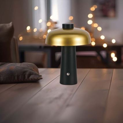 LED Himmennettävä ladattava kosketuspöytävalaisin LED/3W/5V 3000-6000K 1800 mAh musta/kulta