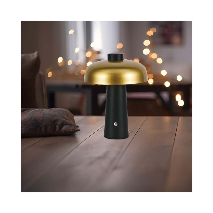 LED Himmennettävä ladattava kosketuspöytävalaisin LED/3W/5V 3000-6000K 1800 mAh musta/kulta