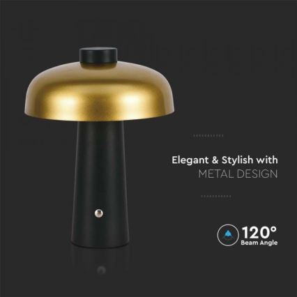 LED Himmennettävä ladattava kosketuspöytävalaisin LED/3W/5V 3000-6000K 1800 mAh musta/kulta