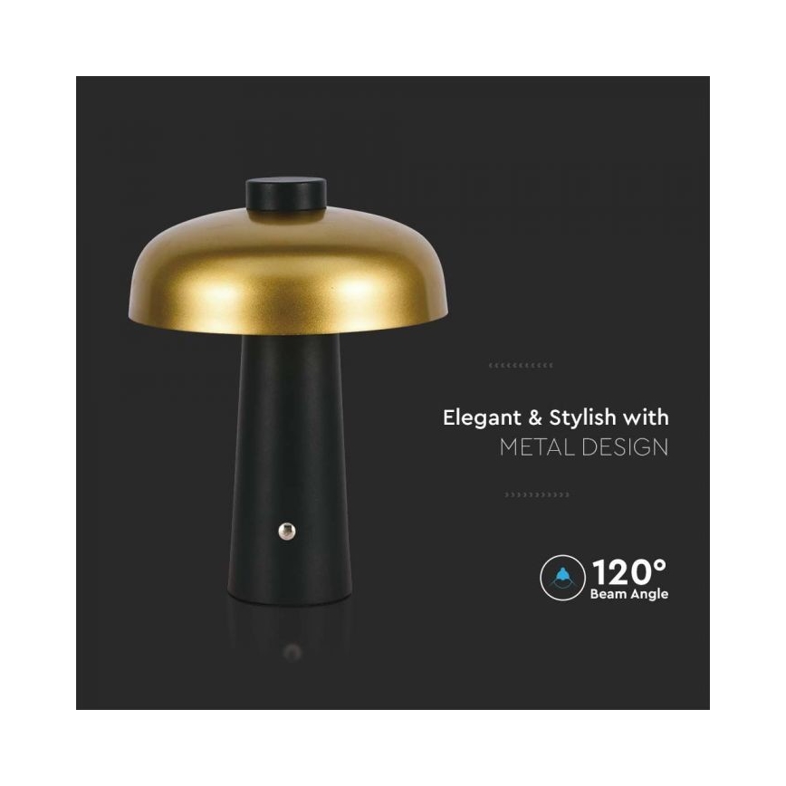 LED Himmennettävä ladattava kosketuspöytävalaisin LED/3W/5V 3000-6000K 1800 mAh musta/kulta