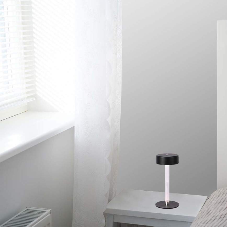LED Himmennettävä ladattava kosketuspöytävalaisin LED/3W/5V 3000-6000K 2400 mAh musta