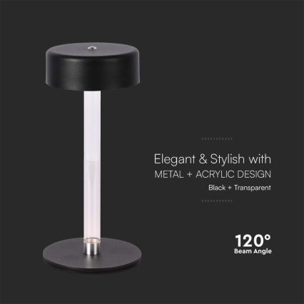 LED Himmennettävä ladattava kosketuspöytävalaisin LED/3W/5V 3000-6000K 2400 mAh musta