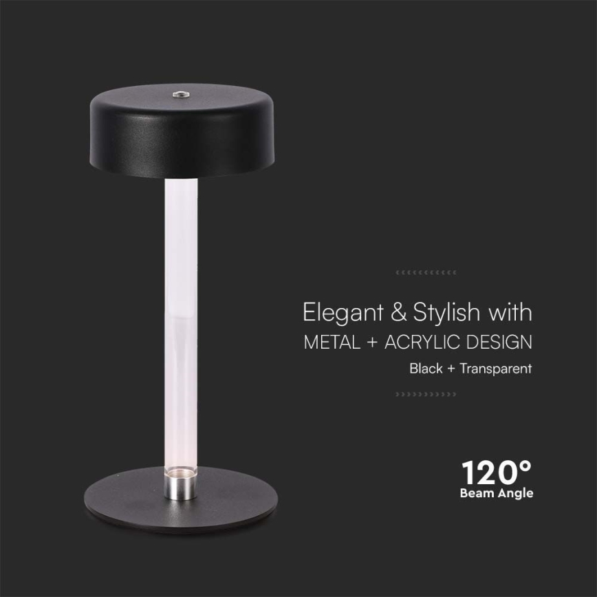 LED Himmennettävä ladattava kosketuspöytävalaisin LED/3W/5V 3000-6000K 2400 mAh musta