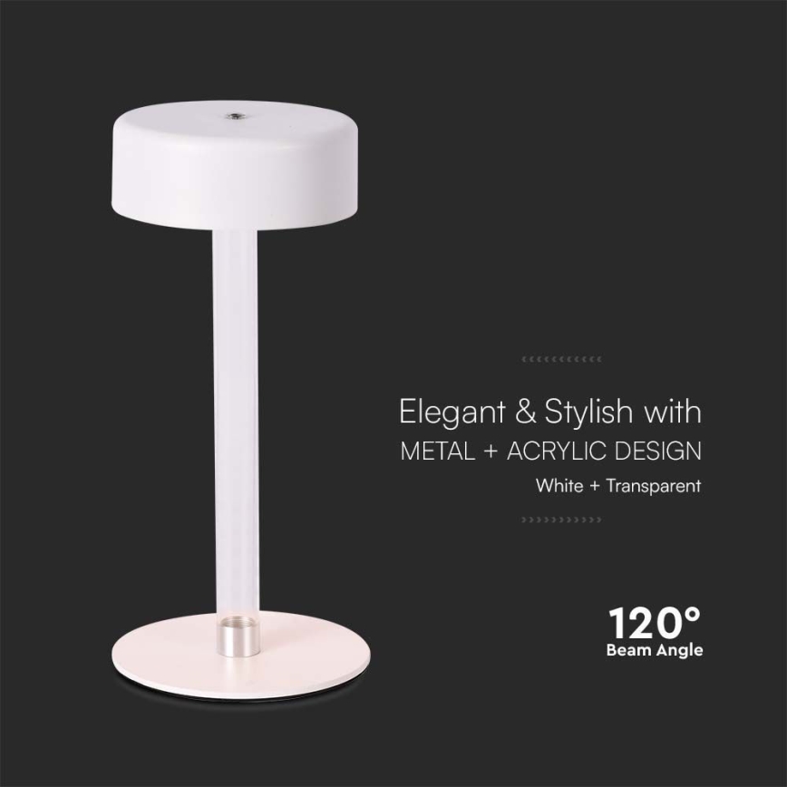 LED Himmennettävä ladattava kosketuspöytävalaisin LED/3W/5V 3000-6000K 2400 mAh valkoinen