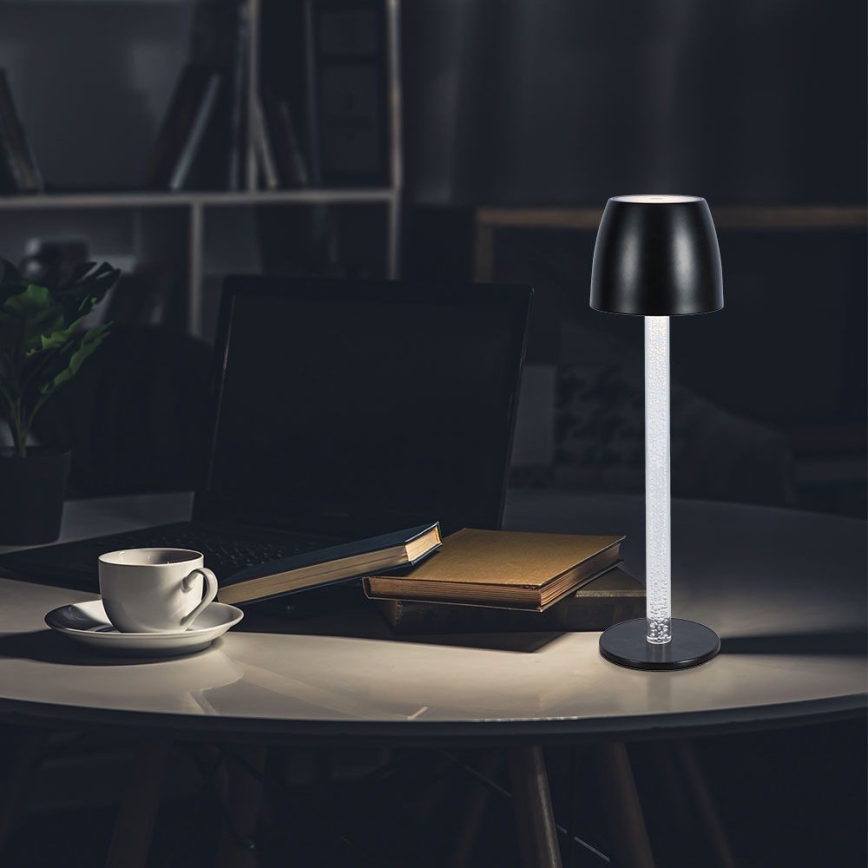 LED Himmennettävä ladattava kosketuspöytävalaisin LED/3W/5V 3000K 1800 mAh musta