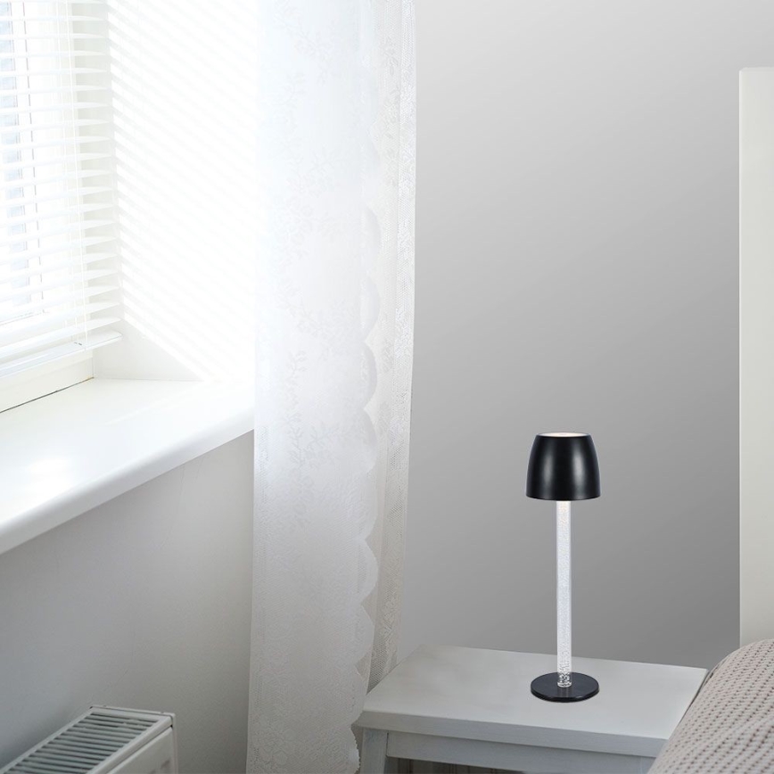 LED Himmennettävä ladattava kosketuspöytävalaisin LED/3W/5V 3000K 1800 mAh musta