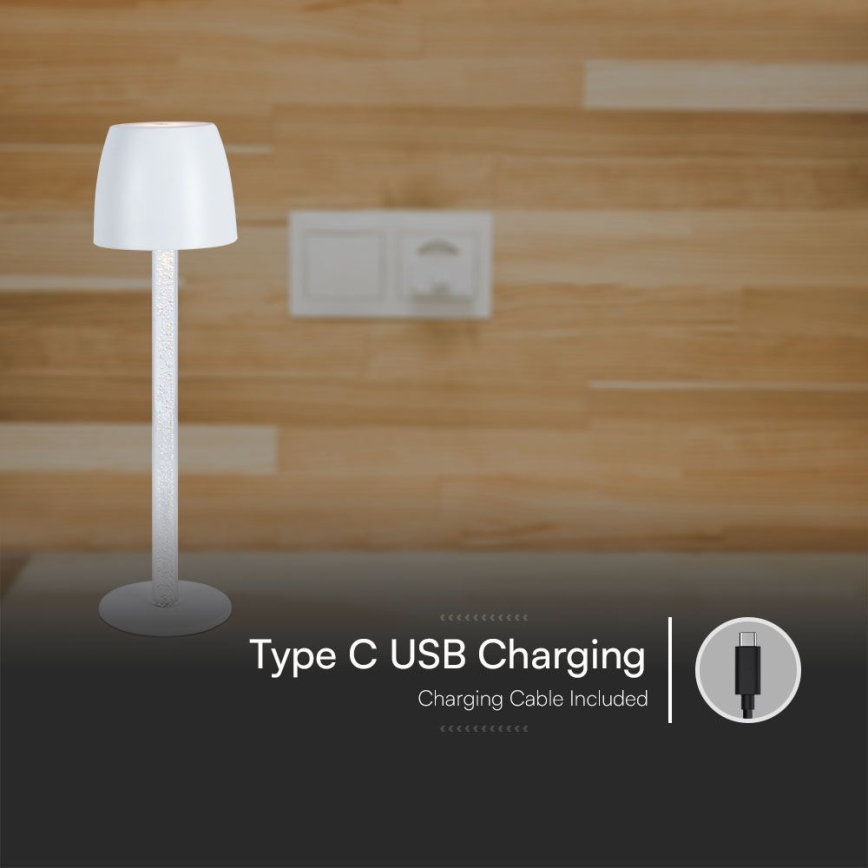 LED Himmennettävä ladattava kosketuspöytävalaisin LED/3W/5V 3000K 1800 mAh musta