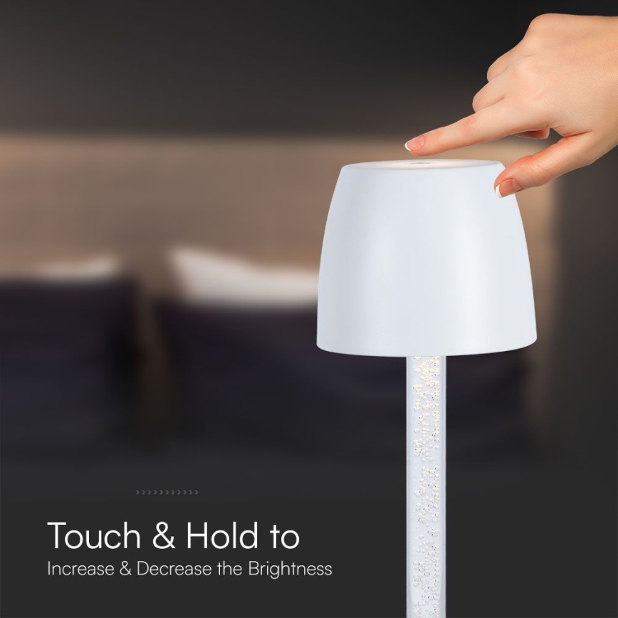 LED Himmennettävä ladattava kosketuspöytävalaisin LED/3W/5V 3000K 1800 mAh musta