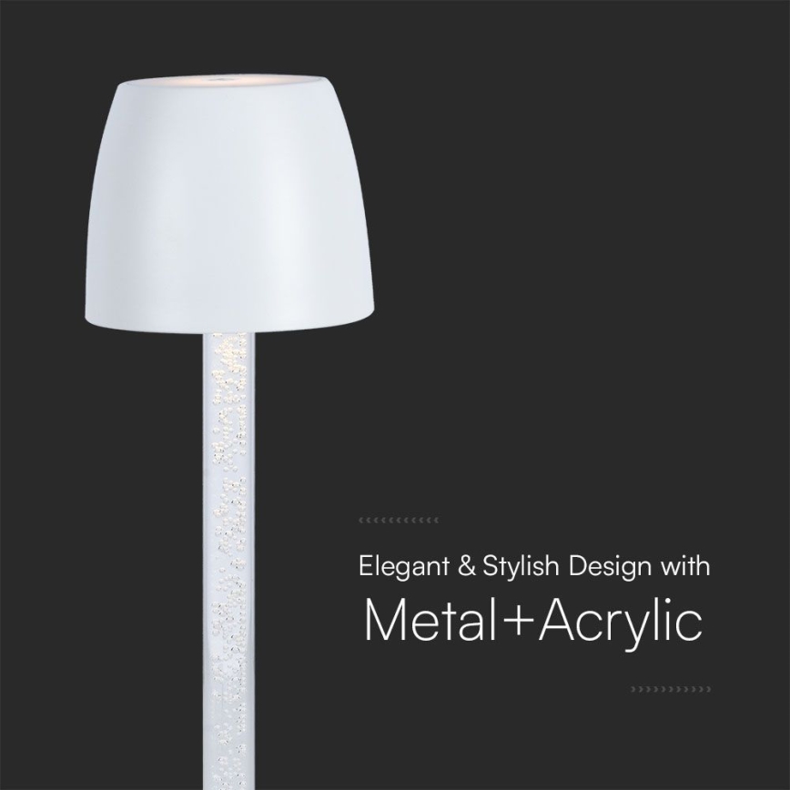 LED Himmennettävä ladattava kosketuspöytävalaisin LED/3W/5V 3000K 1800 mAh musta