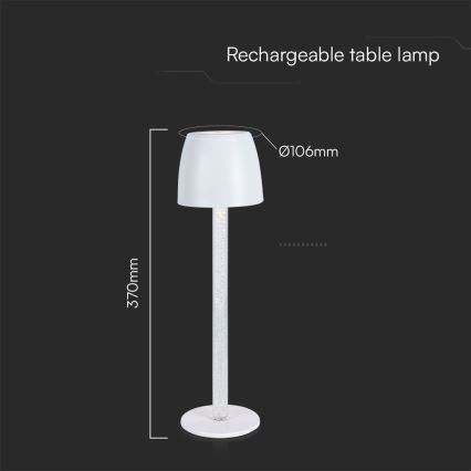 LED Himmennettävä ladattava kosketuspöytävalaisin LED/3W/5V 3000K 1800 mAh musta