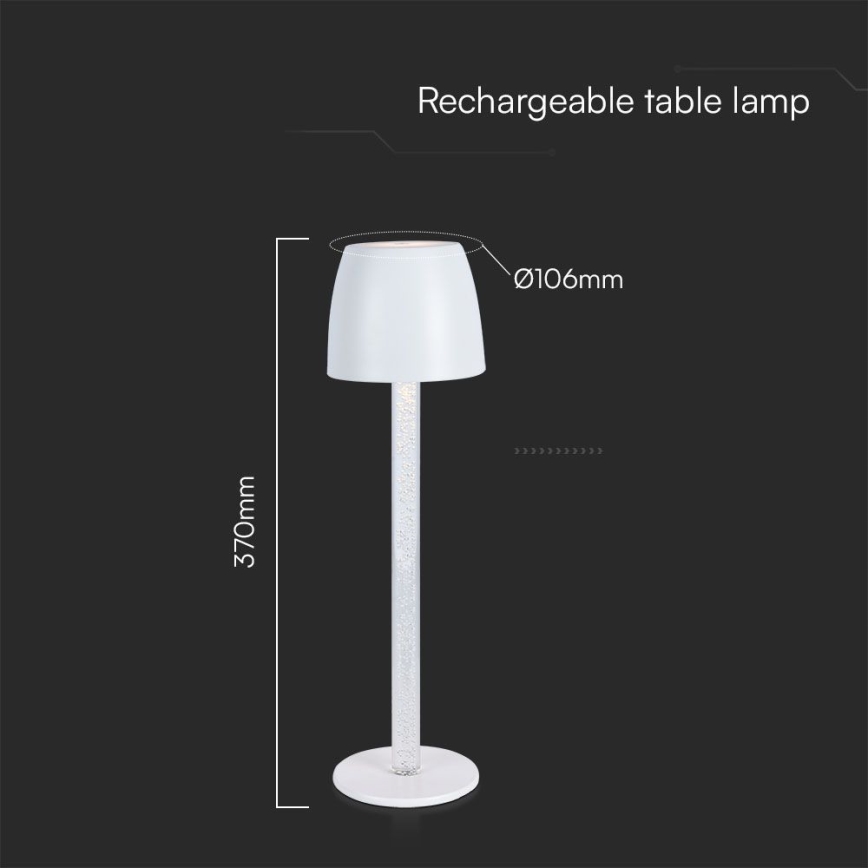LED Himmennettävä ladattava kosketuspöytävalaisin LED/3W/5V 3000K 1800 mAh musta