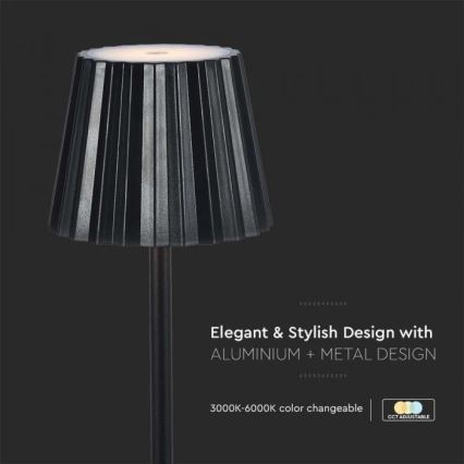 LED Himmennettävä ladattava kosketuspöytävalaisin LED/4W/5V 3000-6000K 1800 mAh musta