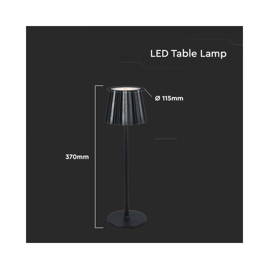 LED Himmennettävä ladattava kosketuspöytävalaisin LED/4W/5V 3000-6000K 1800 mAh musta