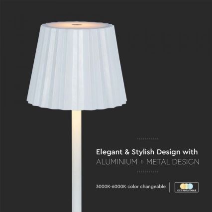 LED Himmennettävä ladattava kosketuspöytävalaisin LED/4W/5V 3000-6000K 1800 mAh valkoinen