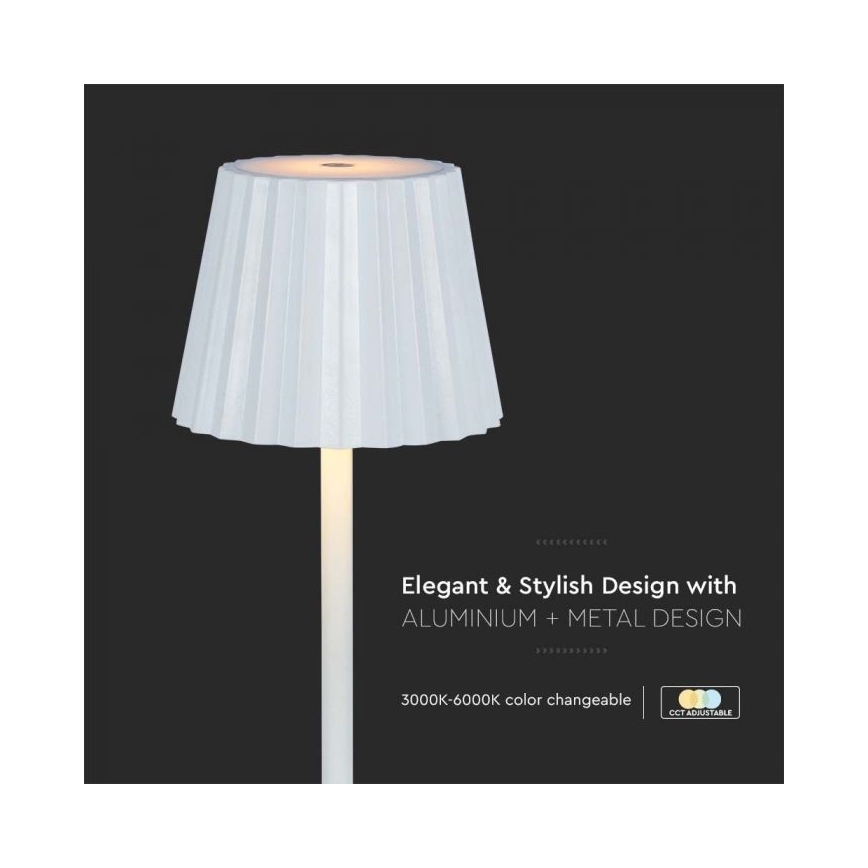 LED Himmennettävä ladattava kosketuspöytävalaisin LED/4W/5V 3000-6000K 1800 mAh valkoinen