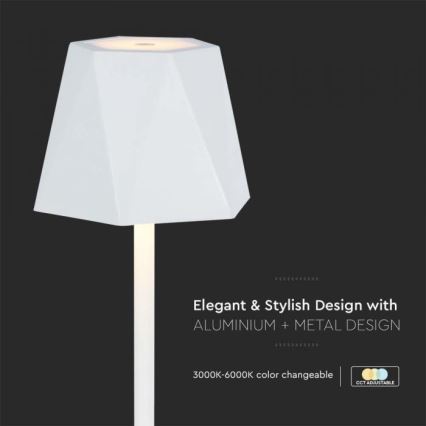LED Himmennettävä ladattava kosketuspöytävalaisin LED/4W/5V 3000-6000K 1800 mAh valkoinen