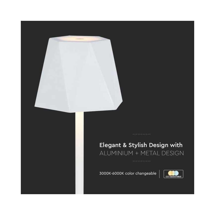 LED Himmennettävä ladattava kosketuspöytävalaisin LED/4W/5V 3000-6000K 1800 mAh valkoinen
