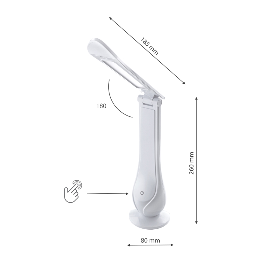 LED Himmennettävä ja ladattava pöytälamppu LILLY LED/4W/5V 1200 mAh valkoinen