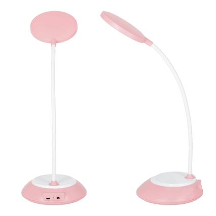 LED Himmennettävä ja ladattava pöytälamppu VISUA LED/5W/5V 3000-5000K 1200 mAh vaaleanpunainen