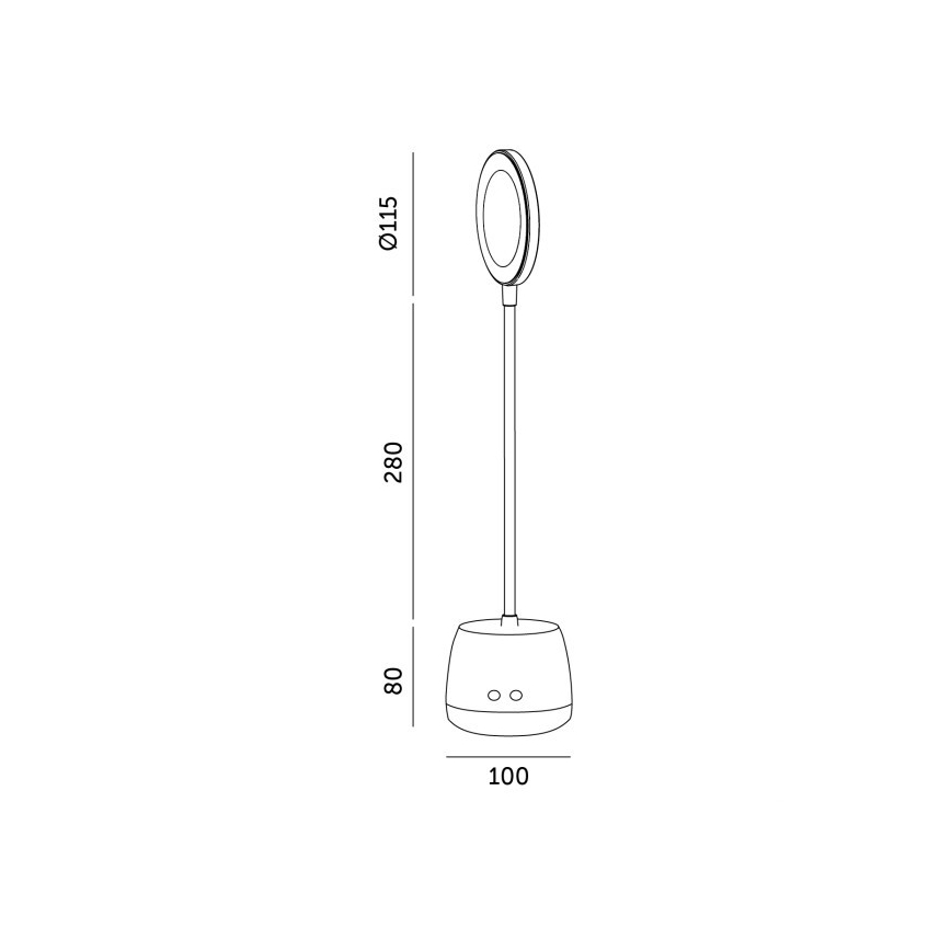 LED Himmennettävä joustava ladattava pöytävalaisin LUSIA LED/5W/5V 3000/4000K 1200 mAh musta