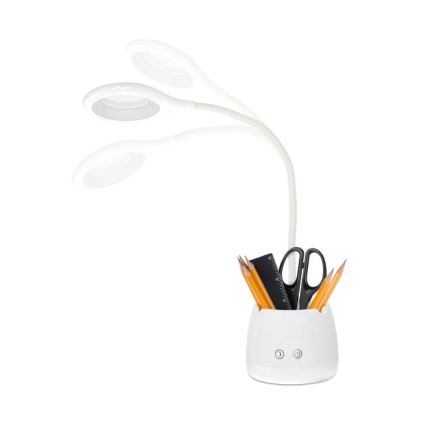 LED Himmennettävä joustava ladattava pöytävalaisin LUSIA LED/5W/5V 3000/4000K 1200 mAh valkoinen