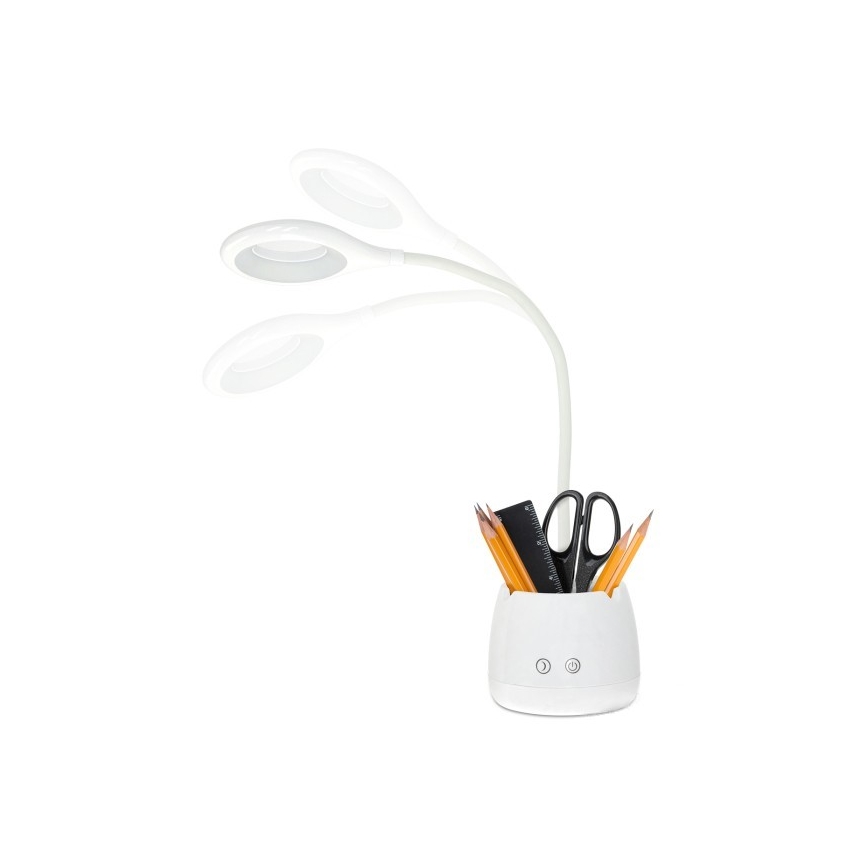 LED Himmennettävä joustava ladattava pöytävalaisin LUSIA LED/5W/5V 3000/4000K 1200 mAh valkoinen