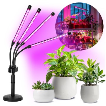 LED Himmennettävä joustava pöytävalaisin kasvien kasvattamiseen VITARO 4xLED/10W/230V musta