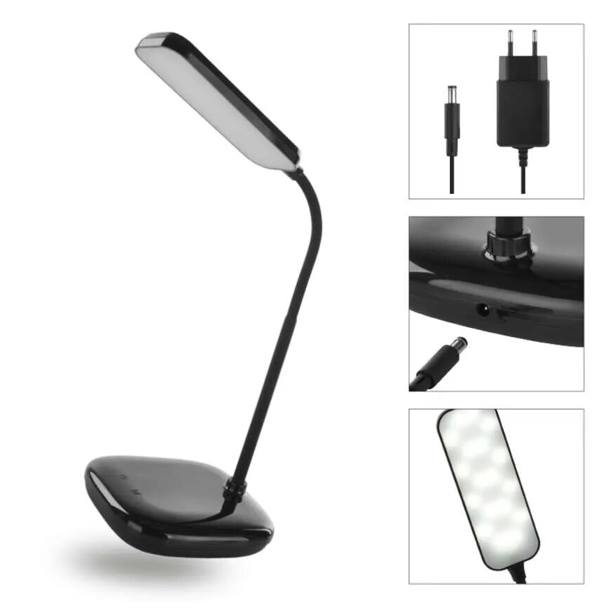 LED Himmennettävä joustava pöytävalaisin LED/12W/230V 3000K/4000K/6500K musta
