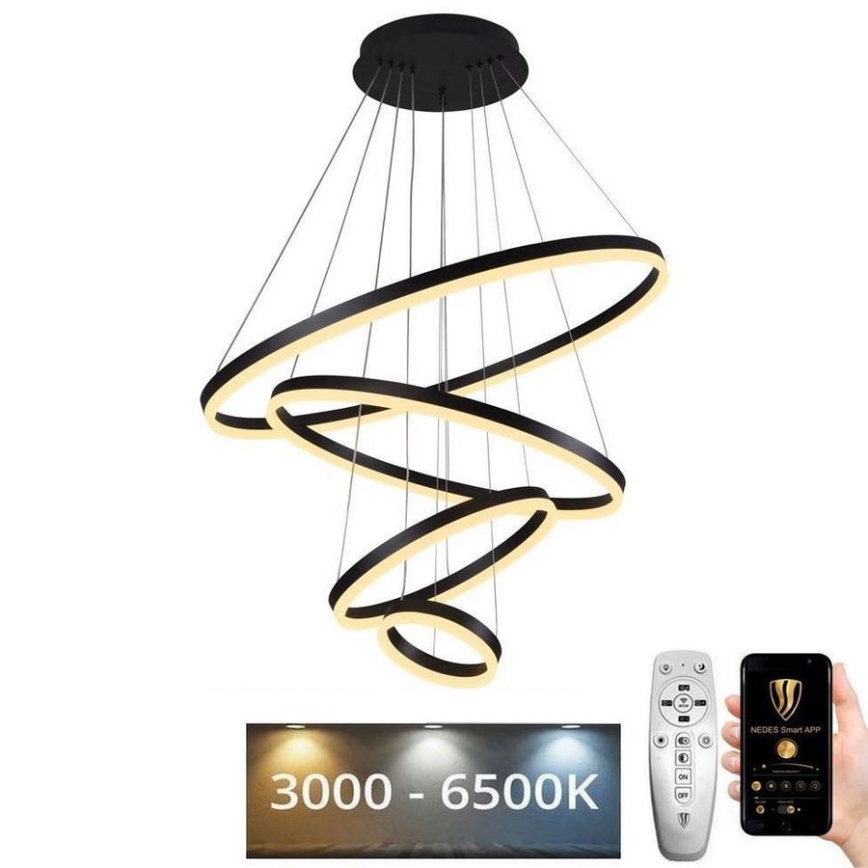 LED himmennettävä kattokruunu johdolla LED/165W/230V 3000-6500K halkaisija 80 cm + kaukosäädin