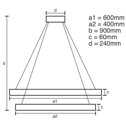LED-himmennettävä kattokruunu johdossa LED/135W/230V 3000-6500K + kaukosäädin