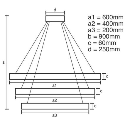 LED-himmennettävä kattokruunu johdossa LED/165W/230V 3000-6500K + kaukosäädin