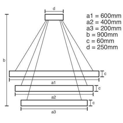 LED-himmennettävä kattokruunu johdossa LED/165W/230V 3000-6500K + kaukosäädin