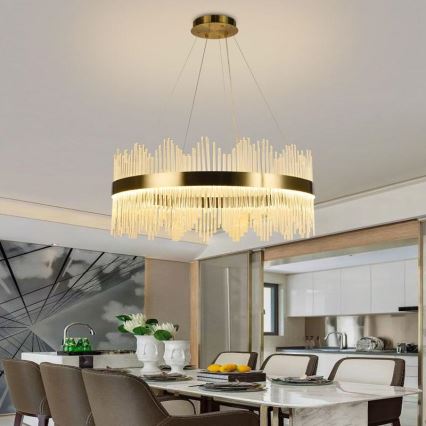 LED himmennettävä kristallikruunu johdolla LED/110W/230V 3000-6500K kulta + kaukosäädin