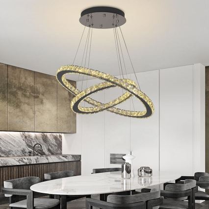 LED himmennettävä kristallikruunu johdolla LED/115W/230V 3000-6500K hopea + kaukosäädin